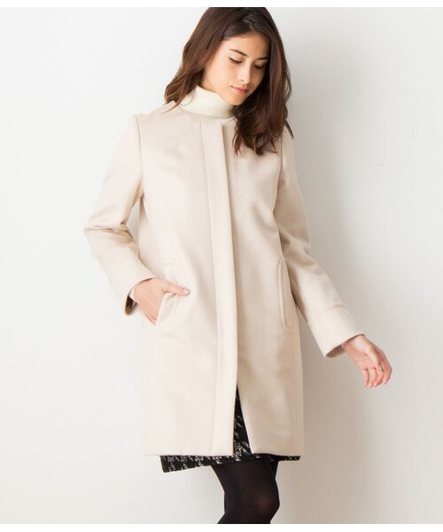 ROPE'（ロペ）の「【先行予約】カシミヤビーバージップノーカラーコート（コート・レディース・ブラック/ライトグレー/ベージュ・36/38）」の14枚目の写真