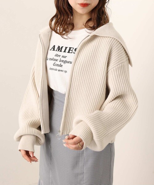 one after another NICE CLAUP(ワンアフターアナザーナイスクラップ)の「セーラーカラージップカーディガン(カーディガン/ボレロ・レディース・アイボリー/ラベンダー/グレー/その他12・0)」の2枚目の写真