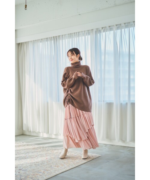 N WITH.（エヌウィズ）の「チュールティアードスカート（スカート・レディース・ブラック/ベージュ・F）」の2枚目の写真