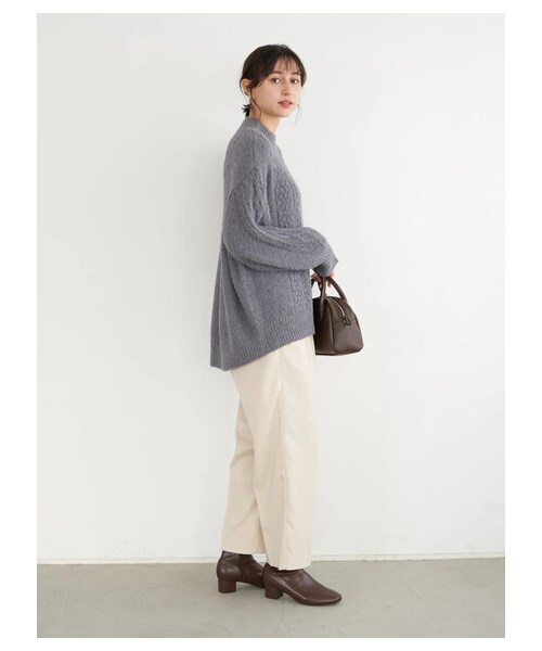 earth music&ecology(アースミュージックアンドエコロジー)の「<WEB限定大きな・小さなサイズ>タックストレートパンツ(パンツ・ブラウン/エクリュ/チェック・XS/L)」の7枚目の写真