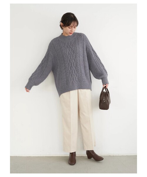 earth music&ecology(アースミュージックアンドエコロジー)の「<WEB限定大きな・小さなサイズ>タックストレートパンツ(パンツ・ブラウン/エクリュ/チェック・XS/L)」の5枚目の写真