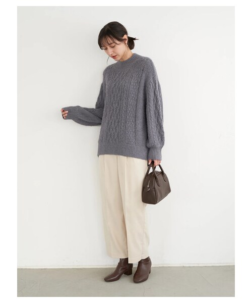 earth music&ecology(アースミュージックアンドエコロジー)の「<WEB限定大きな・小さなサイズ>タックストレートパンツ(パンツ・ブラウン/エクリュ/チェック・XS/L)」の6枚目の写真
