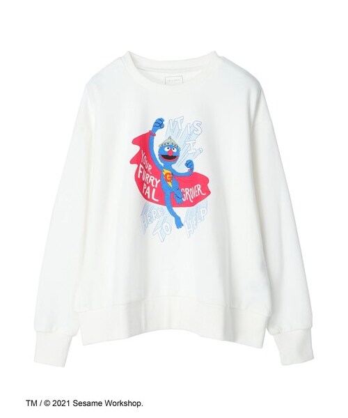 Green　Parks（グリーンパークス）の「SESAME STREET プリントスウェット（トップス・アイボリー/チャコールグレー/グリーン・F）」の17枚目の写真