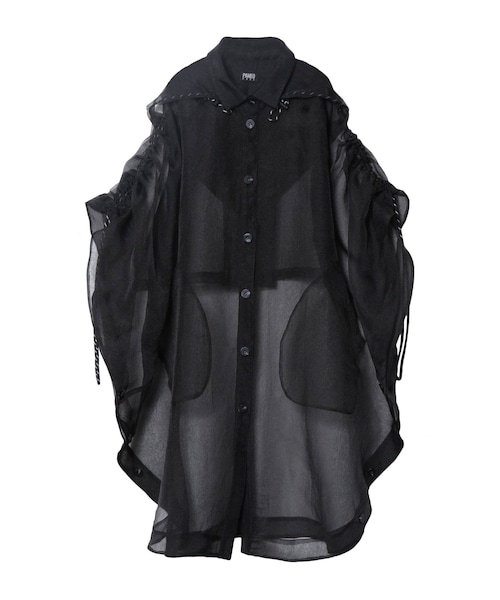 PAMEO POSE（パメオポーズ）の「Fooded Poncho（ワンピース・ブラック/ホワイト・F）」の9枚目の写真