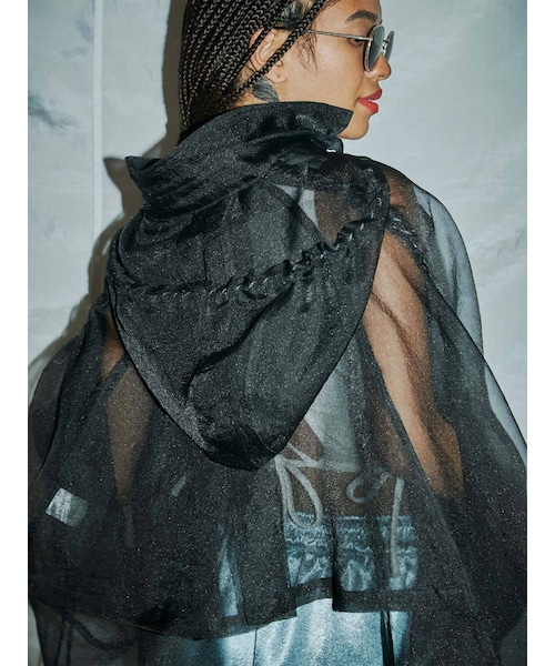 PAMEO POSE（パメオポーズ）の「Fooded Poncho（ワンピース・ブラック/ホワイト・F）」の8枚目の写真