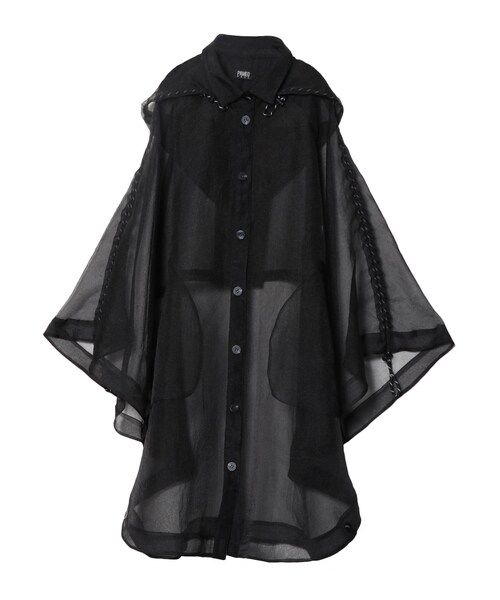 PAMEO POSE（パメオポーズ）の「Fooded Poncho（ワンピース・ブラック/ホワイト・F）」の10枚目の写真