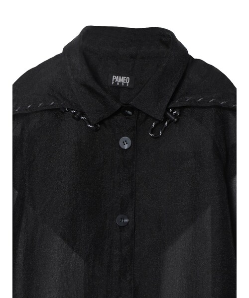 PAMEO POSE（パメオポーズ）の「Fooded Poncho（ワンピース・ブラック/ホワイト・F）」の12枚目の写真