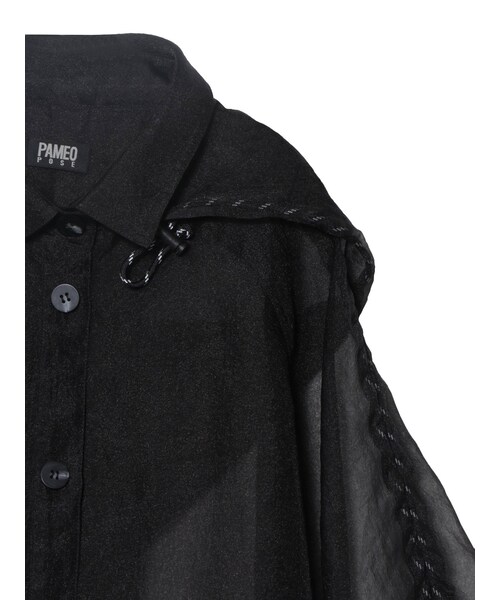 PAMEO POSE（パメオポーズ）の「Fooded Poncho（ワンピース・ブラック/ホワイト・F）」の14枚目の写真