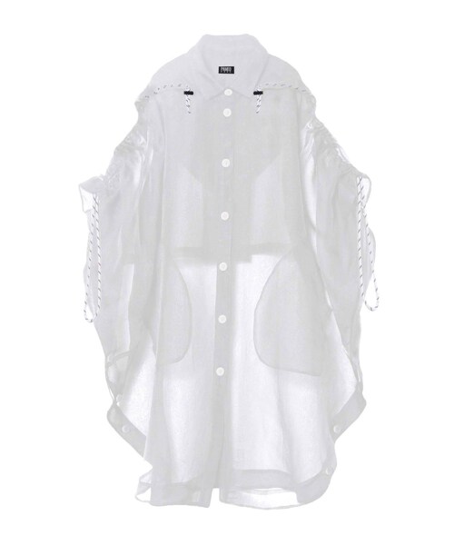 PAMEO POSE（パメオポーズ）の「Fooded Poncho（ワンピース・ブラック/ホワイト・F）」の2枚目の写真