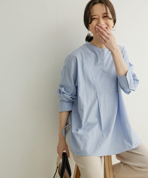 URBAN RESEARCH DOORS（アーバンリサーチドアーズ）の「コットンワッシャーチュニックシャツ（その他・レディース・OFF/BLUE・1）」の7枚目の写真