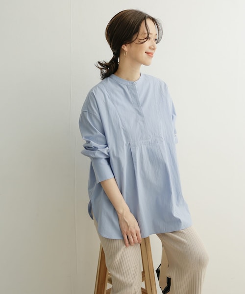 URBAN RESEARCH DOORS（アーバンリサーチドアーズ）の「コットンワッシャーチュニックシャツ（その他・レディース・OFF/BLUE・1）」の6枚目の写真