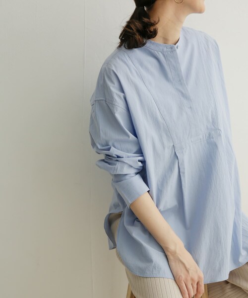 URBAN RESEARCH DOORS（アーバンリサーチドアーズ）の「コットンワッシャーチュニックシャツ（その他・レディース・OFF/BLUE・1）」の3枚目の写真