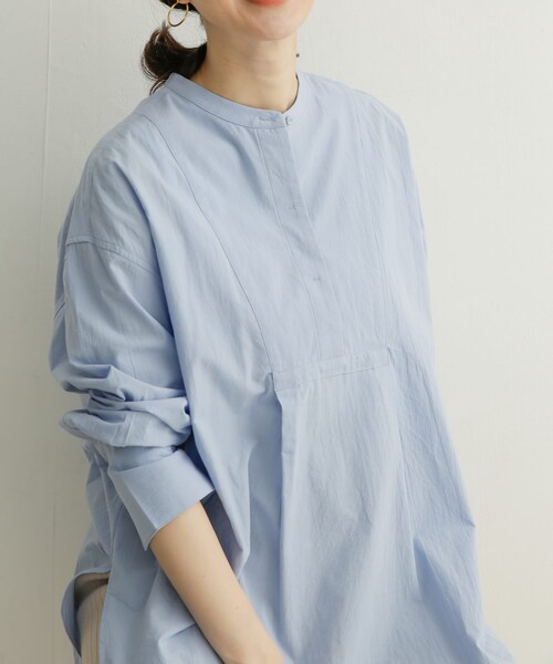 URBAN RESEARCH DOORS（アーバンリサーチドアーズ）の「コットンワッシャーチュニックシャツ（その他・レディース・OFF/BLUE・1）」の4枚目の写真