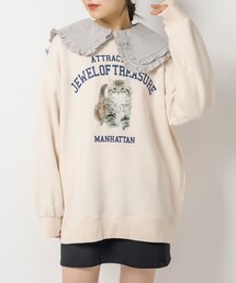 OLIVE des OLIVE | ルーズなCatスウェット(Tシャツ/カットソー)
