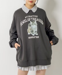 OLIVE des OLIVE | ルーズなCatスウェット(Tシャツ/カットソー)