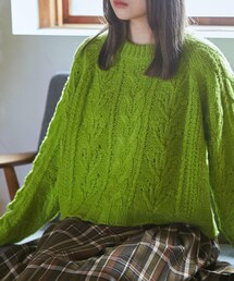 HEYUMM（ヘユム）の「HEYUMM ショートケーブルカラーニットトップ（その他）」