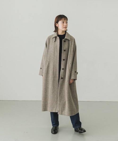 かぐれコートウールヘリンボン・バルマカーンダークブラウン