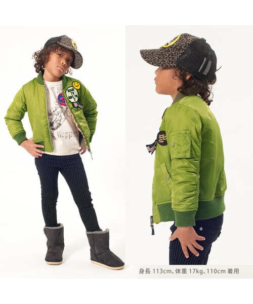 BREEZE（ブリーズ）の「リバーシブルMA-1JK（ジャケット/アウター・キッズ・ブラック/カーキ/レッド・80/90/95/100/110/120/130/140）」の18枚目の写真