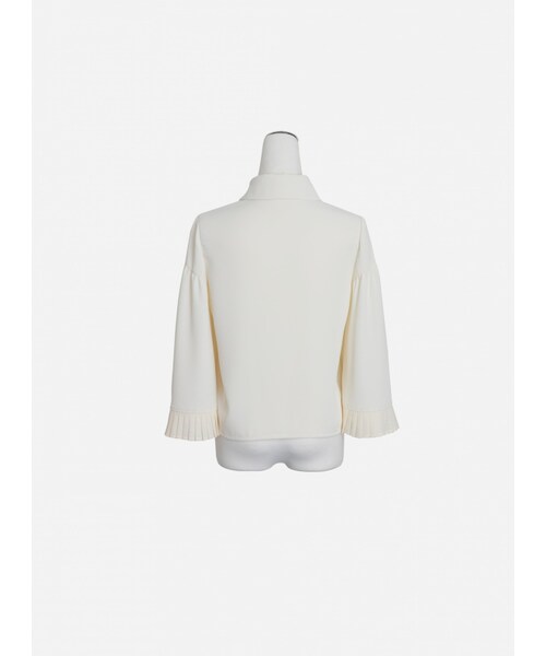 Marjorie（マージョリー）の「溪流淙淙，造型百摺七分傘袖綁帶襯衫（トップス・レディース・黑/杏/白・S/M）」の9枚目の写真