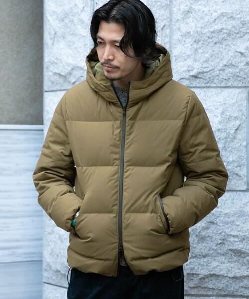 URBAN RESEARCH ROSSO WOMEN（アーバンリサーチ　ロッソ）の「GREEN DOWN 機能性連帽羽絨外套（ジャケット/アウター・メンズ・黑色/卡其綠・M/L）」の2枚目の写真