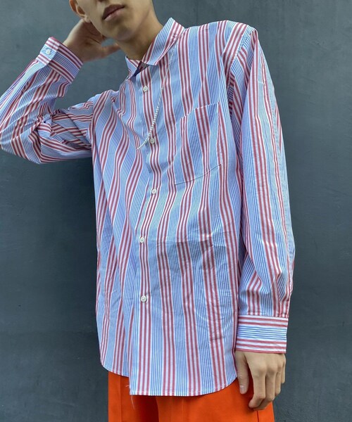 CIAOPANIC（チャオパニック）の「マルチストライプビッグシャツ（シャツ/ブラウス・メンズ・ブラウン/ブルー/グリーン・M/L）」の2枚目の写真