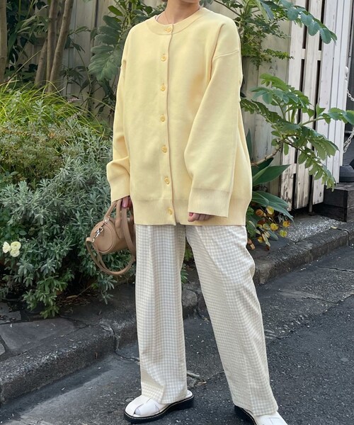 w closet(ダブルクローゼット)の「★先行予約★ニジュウス両A面クルーカーディガン【1月下旬入荷】(トップス・レディース・オフホワイト/イエロー/グリーン/Sイエロー/ブルー/オフ・FREE)」の18枚目の写真