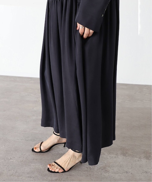 VERMEIL par iena キュプラフィブリルギャザーワンピース　深緑 VERMEIL par iena キュプラフィブリルギャザーワンピース 深緑