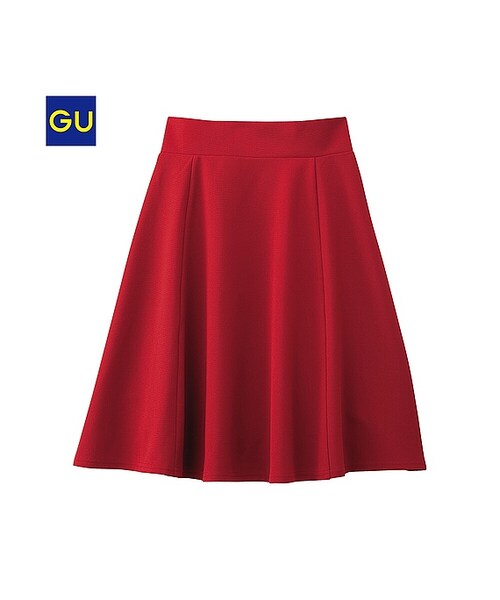 GU(ジーユー)の「(GU)バックギャザーフレアスカートA(WOMEN ⁄ スカート・レディース・OFF WHITE/RED/BLACK/GREEN・M/XL/S/L)」の4枚目の写真