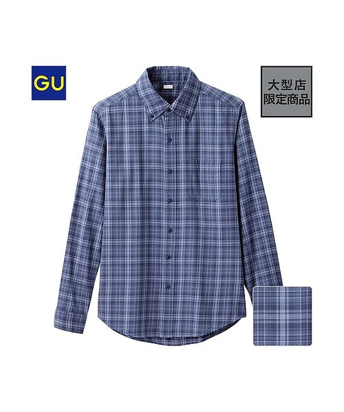 GU（ジーユー）の「（GU）ツイルチェックシャツ（長袖）（MEN ⁄ シャツ・メンズ・BLACK/BLUE/BROWN・M/L/S/XL）」の3枚目の写真