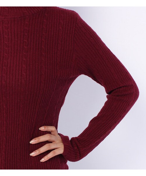 laboratory work（ラボラトリーワーク）の「細ケーブルミックスニットプルオーバー（その他・レディース・アイボリー/ダークレッド/ダークグリーン/ネイビー・M）」の9枚目の写真