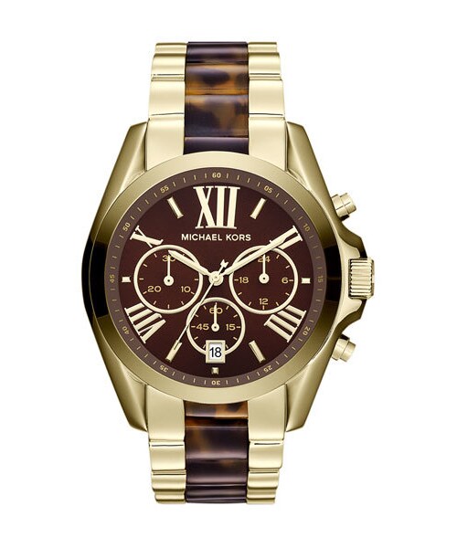 MICHAEL KORS（マイケルコース）の「MICHAEL Michael Kors Michael Kors 'Bradshaw' Chronograph Bracelet Watch, 33mm（アナログ腕時計・レディース・Tortoise/ Gold）」の3枚目の写真