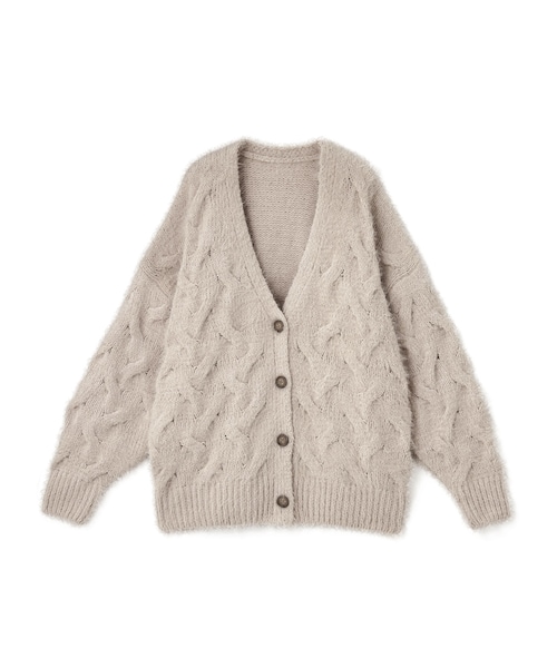 GRL(グレイル)の「ケーブル編みVネックニットカーディガン(カーディガン/ボレロ・レディース・マスタード/ベージュ・F)」の2枚目の写真