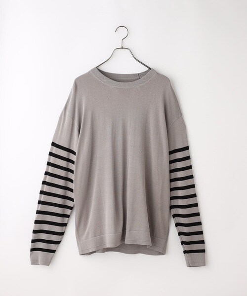 袖ボーダーニット