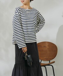DouDou | 【WEB限定】ボートネックボーダープルオーバー(Tシャツ/カットソー)