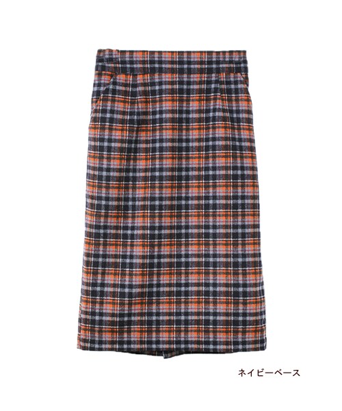 w closet（ダブルクローゼット）の「ウールタイトスカート（パンツ・レディース・レッドベース/ネイビーベース/グリーンベース・FREE）」の3枚目の写真