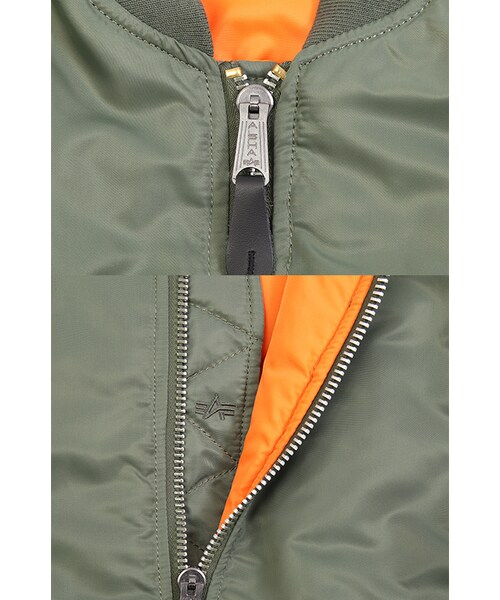 Alpha Industries（アルファインダストリーズ）の「MA-1 Flight JacketS.Green/Orange（トップス・メンズ・S.Green/Orange・S/M/L）」の5枚目の写真