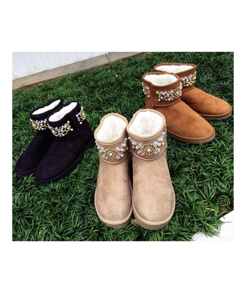 dazzlin（ダズリン）の「【goods】パールビジュームートンブーツ（シューズ・レディース・ブラック/ベージュ/キャメル・S/M/L）」の4枚目の写真