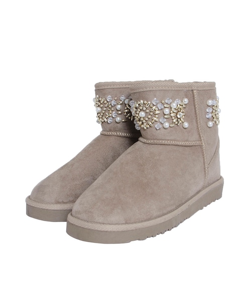 dazzlin（ダズリン）の「【goods】パールビジュームートンブーツ（シューズ・レディース・ブラック/ベージュ/キャメル・S/M/L）」の3枚目の写真