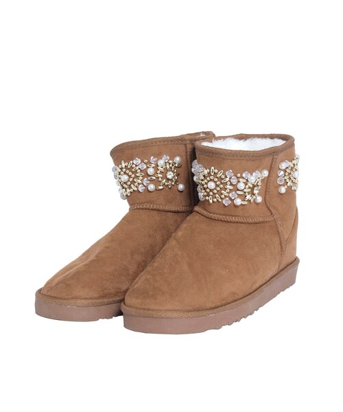 dazzlin（ダズリン）の「【goods】パールビジュームートンブーツ（シューズ・レディース・ブラック/ベージュ/キャメル・S/M/L）」の2枚目の写真