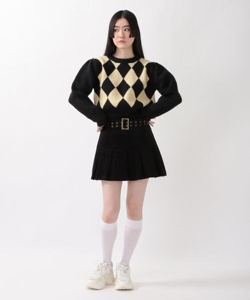 ALAND（エーランド）の「NASTY FANCY CLUB／コールプリーツベルトスカート（スカート・レディース・ブラック(19)/ブラウン(50)・M）」の3枚目の写真