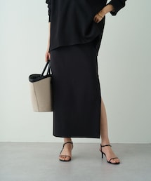 LOUNGEDRESS　ロングスカート　ポンチZIPタイトスカート　アイボリー Loungedress スカート 「Lサイズも登場！」ポンチZIPタイト