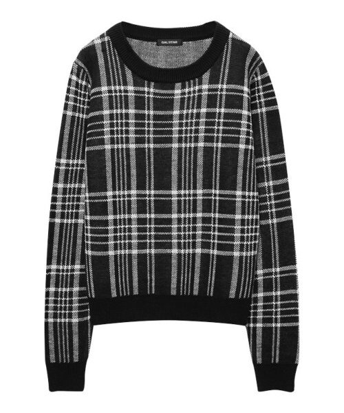 Re:EDIT（リエディ）の「タータンチェッククルーネックニットトップス（トップス・レディース・ブラック/アイボリー/ワイン/グリーン/ネイビー/ブラック×ホワイト/ホワイト×ブラック/グリーン×ホワイト/ネイビー×ホワイト/レッド×ホワイト・M）」の8枚目の写真