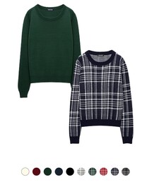 Re:EDIT | タータンチェッククルーネックニットトップス(トップス)