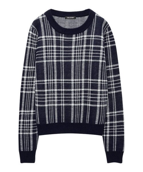 Re:EDIT（リエディ）の「タータンチェッククルーネックニットトップス（トップス・レディース・ブラック/アイボリー/ワイン/グリーン/ネイビー/ブラック×ホワイト/ホワイト×ブラック/グリーン×ホワイト/ネイビー×ホワイト/レッド×ホワイト・M）」の10枚目の写真