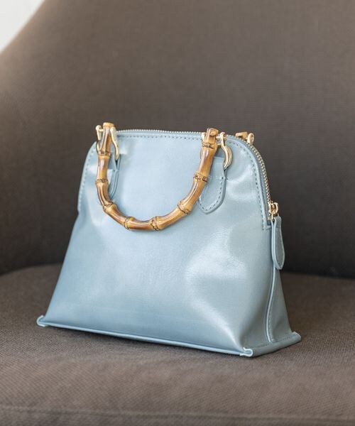 Andemiu（アンデミュウ）の「バンブーハンドルバッグ（バッグ・レディース・ブラック19/アイボリー52/ブルー80・F）」の3枚目の写真