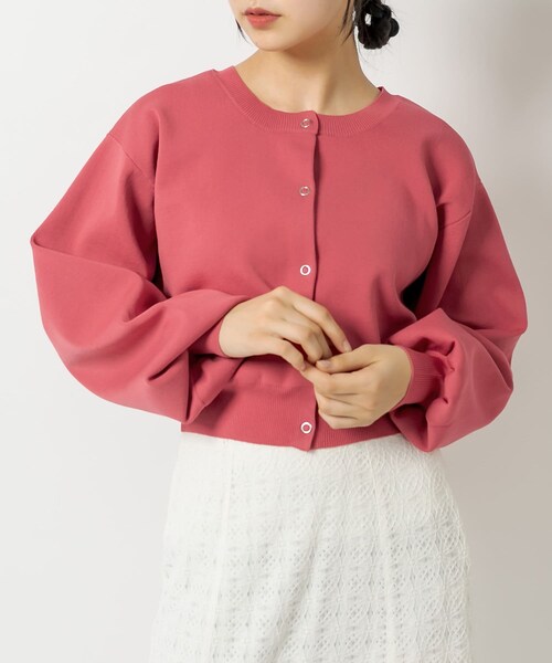 OLIVE des OLIVE（オリーブデオリーブ）の「リングドット釦クルーカーディガン（カーディガン/ボレロ・レディース・オフホワイト/ピンク/ネイビー/ブラック・FREE）」の3枚目の写真