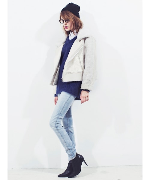 EMODA(エモダ)の「《 ViVi 12月号掲載商品 》TEDDY BOMBER CO(ジャケット/アウター・レディース・ホワイト/ブラック・F)」の8枚目の写真