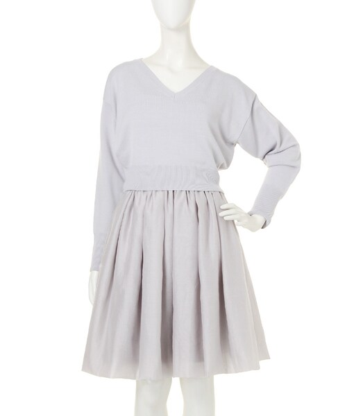 LAGUNAMOON（ラグナムーン）の「【CHIC】Vネックニットコンビワンピース（ワンピース/ドレス・レディース・ブラック/アイスブルー・S/M）」の2枚目の写真