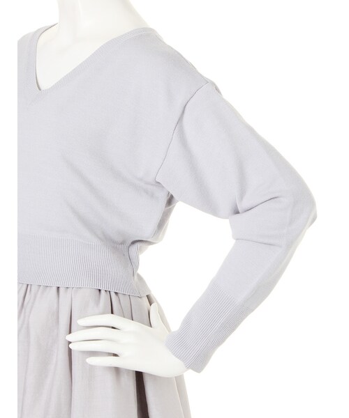 LAGUNAMOON（ラグナムーン）の「【CHIC】Vネックニットコンビワンピース（ワンピース/ドレス・レディース・ブラック/アイスブルー・S/M）」の7枚目の写真