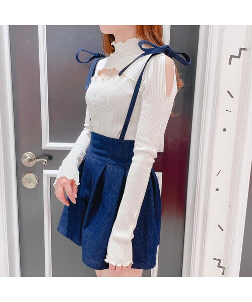 lilLilly（リルリリー）の「リボンデニムショートパンツ【2022S/S】（パンツ・レディース・LT BLUE/INDIGO/BLACK）」の4枚目の写真